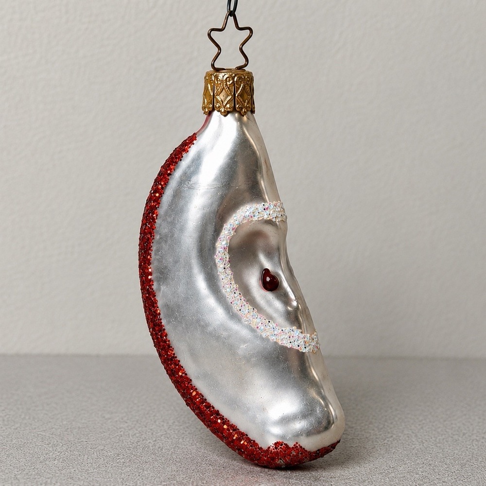 VTG Inge-Glas Apple Slice Blown Glass Christmas Ornament Germany 4.75"